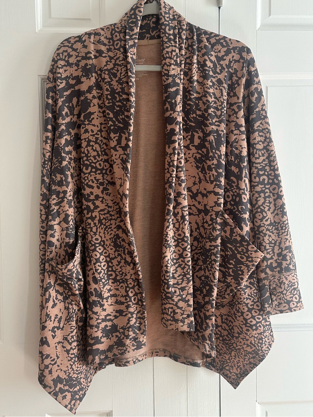 Cuddl Duds Open-Front Leopard Print Cardigan - Brown & Black